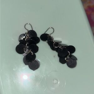 Elegant Black Chandelier Earrings with Polished Beads